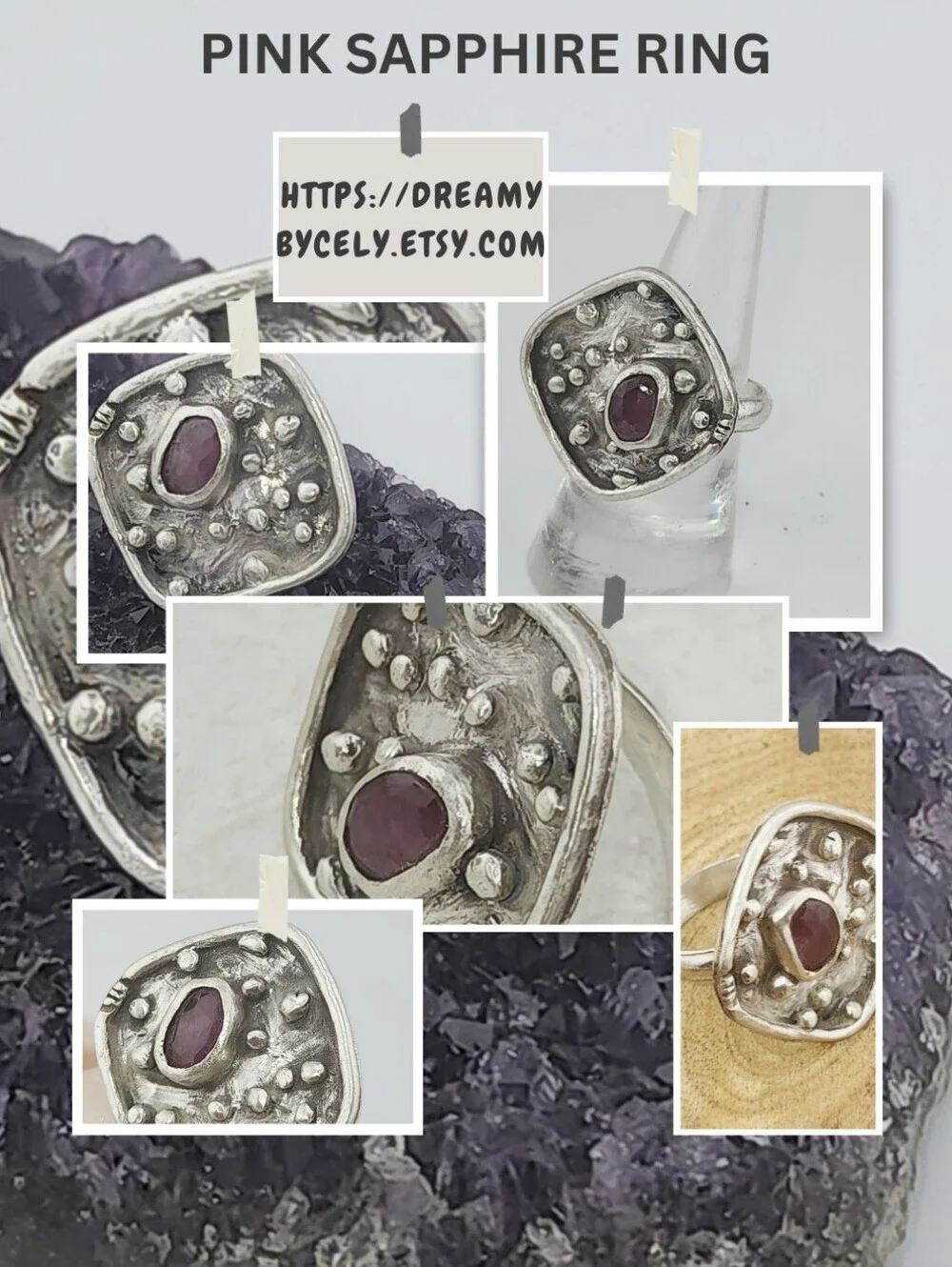 PUNK SAPPHIRE RUNG HANDMADE IN STERLING SILVER WOMENS SIZE 8.5